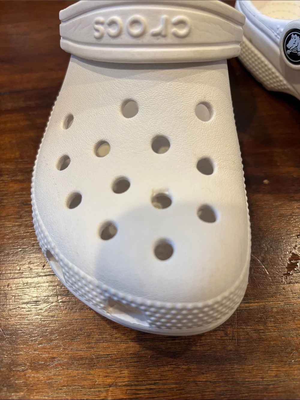 Kids White Foam Clog Sandals with Vent Holes and Heel Strap. Size 13